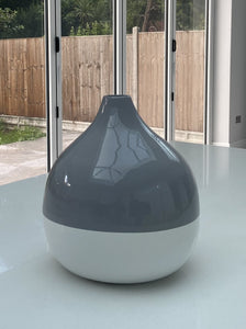 Grey and white round handmade bamboo vase 30cm table vase or floor vase