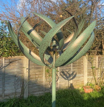 Load image into Gallery viewer, Burghley garden wind sculpture spinner verdigris
