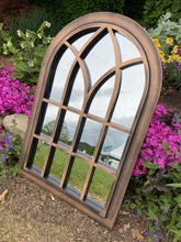 Indlæs billede til gallerivisning Henley Bronze with black touch arched Outdoor/Indoor mirror measuring 72 x 52 x 3cm
