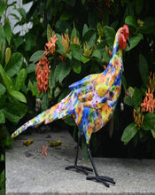 Laden Sie das Bild in den Galerie-Viewer, Darcy the Metal pheasant in a colourful Art Deco pattern measuring 41.5 x 10 x 27.5cm
