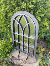 Indlæs billede til gallerivisning Ambleside Silver with black touch arched Outdoor/Indoor mirror measuring 72 x 52 x 3cm

