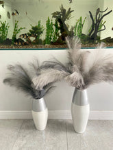 Afbeelding in Gallery-weergave laden, Silver top &amp; white handmade bamboo vase 45cm or 60cm tall floor vase or table vase
