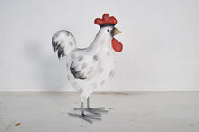 Load image into Gallery viewer, White metal cockerel Billy Pecking Farm Animal 21cm
