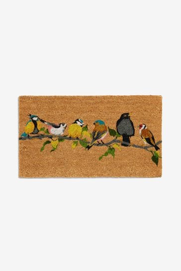 Doormat Indoor / Outdoor | Non Slip Bold Bird Design Entrance Welcome Mat (line of birds)60 x 40 x 20cm