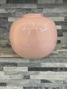 Small handmade rounded pastel pink 20cm bamboo vase