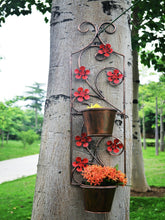 Indlæs billede til gallerivisning Bronze hanging poppy flower with two pots holder for outdoor/garden
