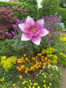Handmade purple garden/outdoor metal Orchid Capodimonte flower 120cm