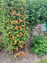 Laden Sie das Bild in den Galerie-Viewer, Rusty garden/outdoor bird trellis plant support measuring 139cm high
