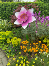 Load image into Gallery viewer, Handmade purple garden/outdoor metal Orchid Capodimonte flower 120cm
