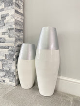 Charger l&#39;image dans la galerie, Silver top &amp; white handmade bamboo vase 45cm or 60cm tall floor vase or table vase
