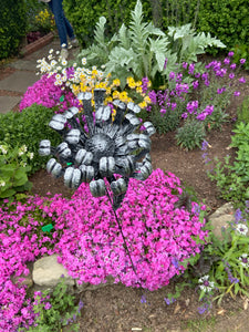 Handmade chrysanthemum Silver with black brush Metal Garden/outdoor flower 119CM