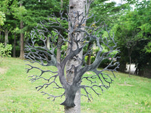 Charger l&#39;image dans la galerie, Tree of life black with a silver touch wall art for outdoors and indoors 61.8cm
