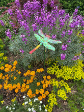 Charger l&#39;image dans la galerie, Metal dragonfly plant support/decorative garden ornament

