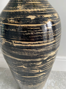 Grand vase en bambou noir et naturel 54cm vase de sol ou vase de table
