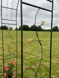 Hollywell Garden Rose Arch sort med guldblade