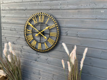 Indlæs billede til gallerivisning Oversized Gold and black Skeleton outdoor/indoor clock
