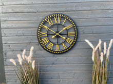 Charger l&#39;image dans la galerie, Oversized Gold and black Skeleton outdoor/indoor clock
