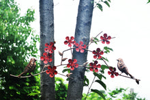 Indlæs billede til gallerivisning Bronze two birds with poppies garden/outdoor wall art
