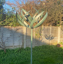 Load image into Gallery viewer, Burghley garden wind sculpture spinner verdigris
